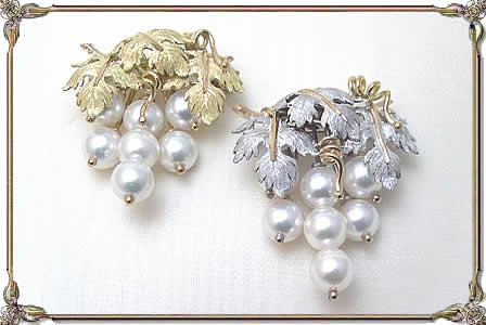 18KYG/PG Pearl Brooch, 18KWG/PG Pearl Brooch