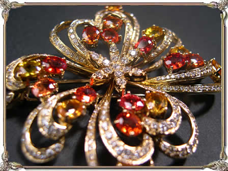 18K Sapphire Diamond Brooch